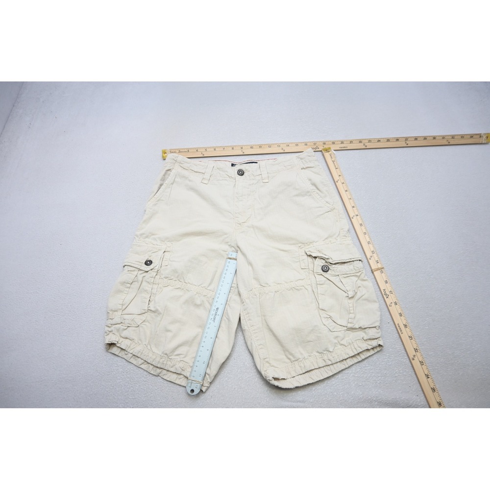 American Eagle Cargo Shorts Mens 32 Beige Longboard Ripstop Cotton Stretch EUC